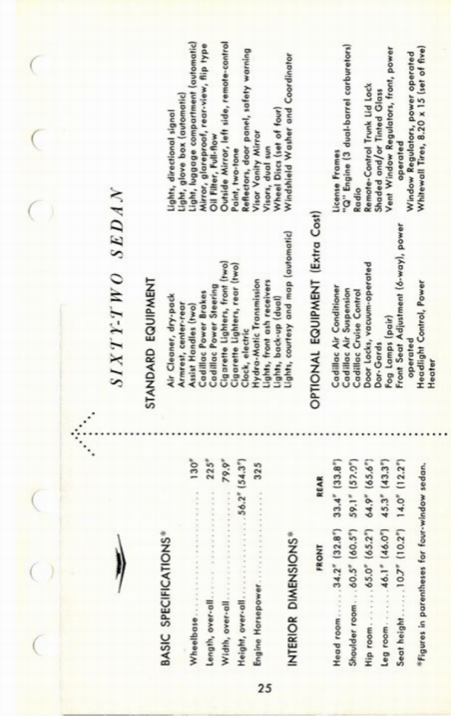1960 Cadillac Salesmans Data Book Page 132